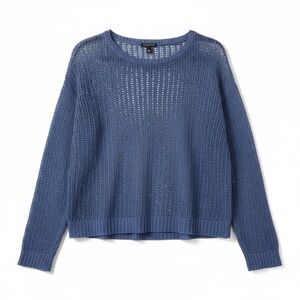 Eileen Fisher petite M Open Knit Organic Linen Sweater Blue